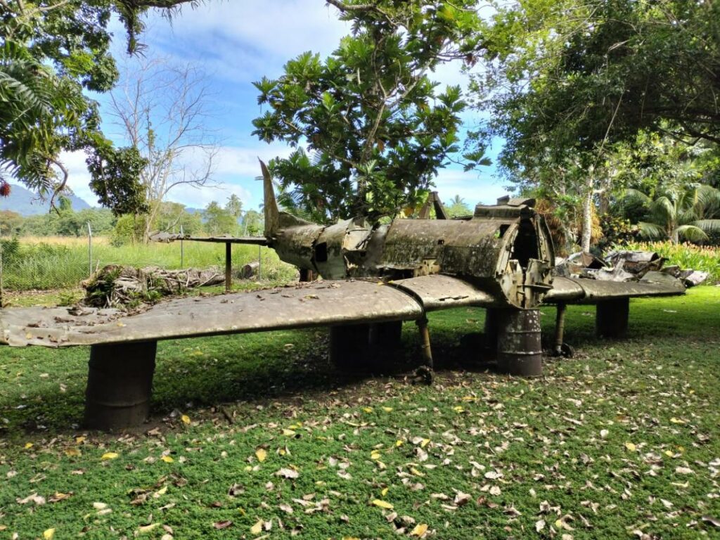 A plane wreck at Honiara's Vilu Military Museum