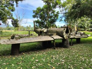 A plane wreck at Honiara's Vilu Military Museum