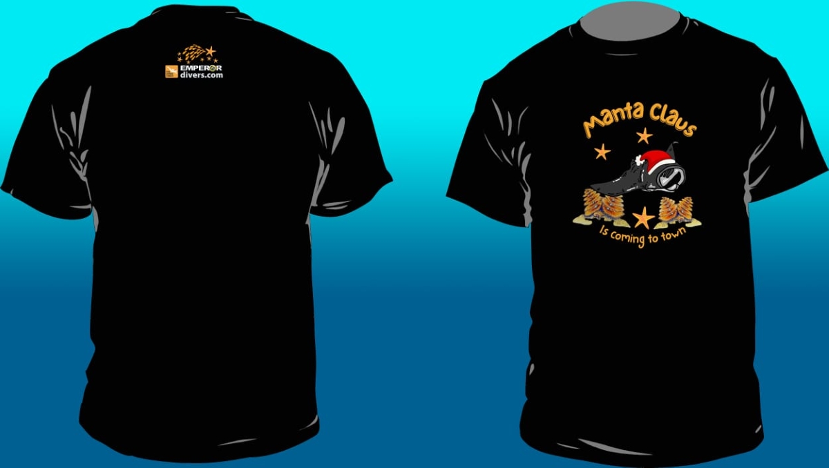 Emperor Divers' men's 'Manta Claus' t-shirt in black