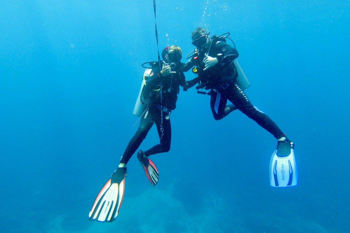 Divers do their safety stop